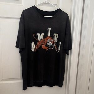 AMIRI Black Tee with Tiger Graphic